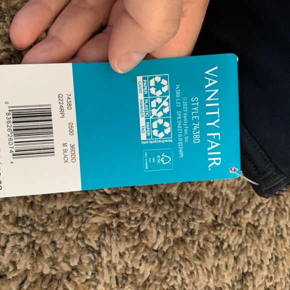 Vanity Fair Black Strapless Underwire Bra 36DDD Smooth Back Lightly Padded New - Picture 3 of 5